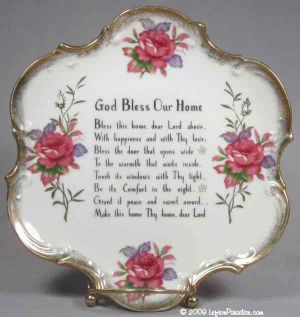 "God Bless Our Home" Wall Plate with Roses - 1073N