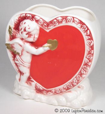 Planter with Cupid, Heart and Roses - 6191